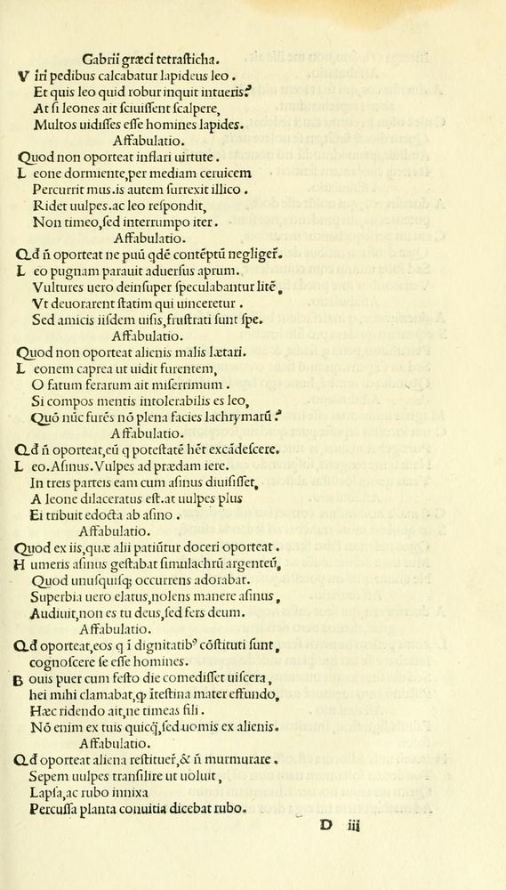 Scan 0113 of Habentur hoc uolumine hæc, uidelicet. Vita, & Fabellæ Aesopi cum interpretatione latina